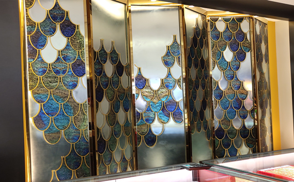 歐式珠寶店時尚鈦金不銹鋼屏風